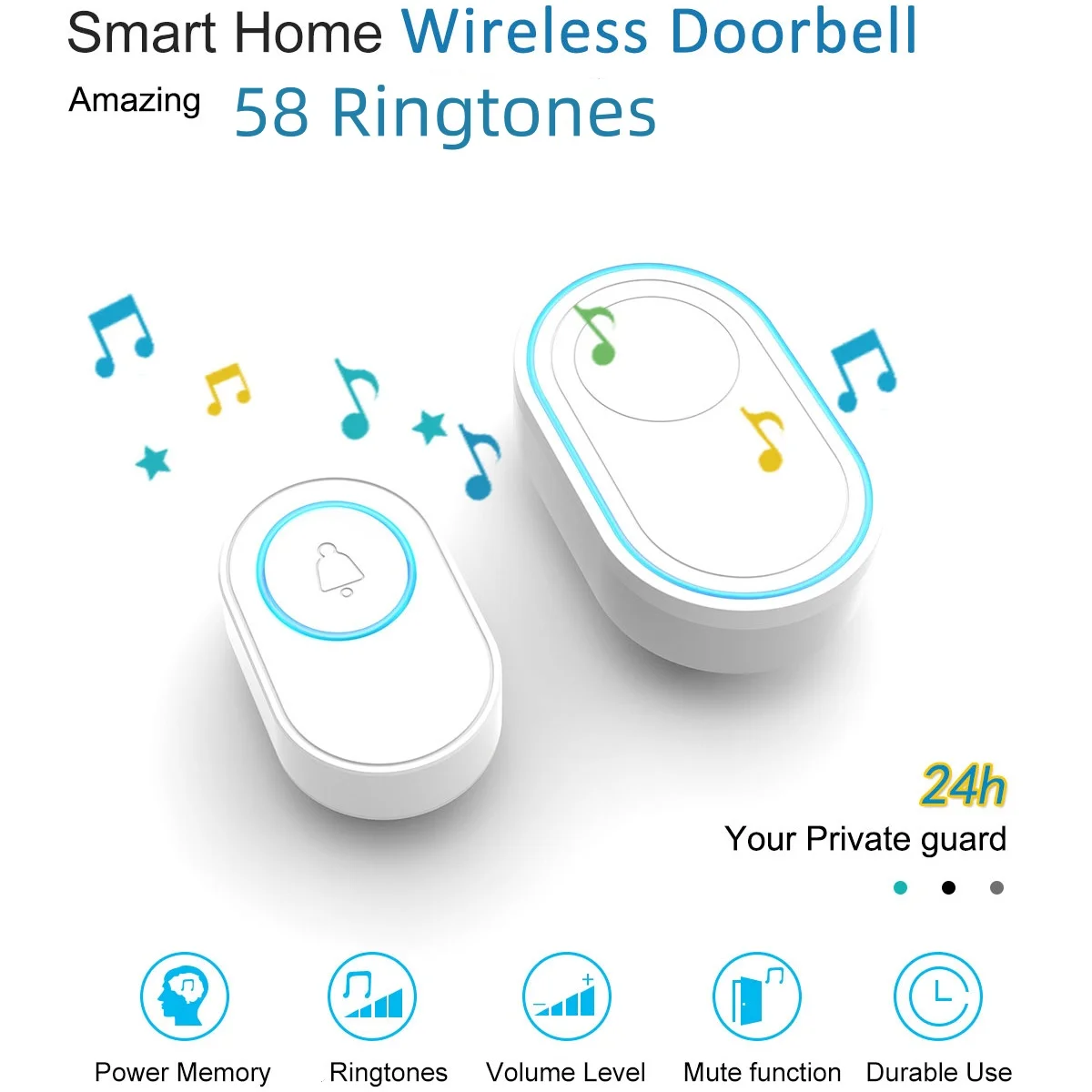 

Smart WiFi Doorbell Alarm Hub | 80m Range, 100 Sensors Expandable, 5-Yr Battery, Tuya App Control, No Wiring Wireless System