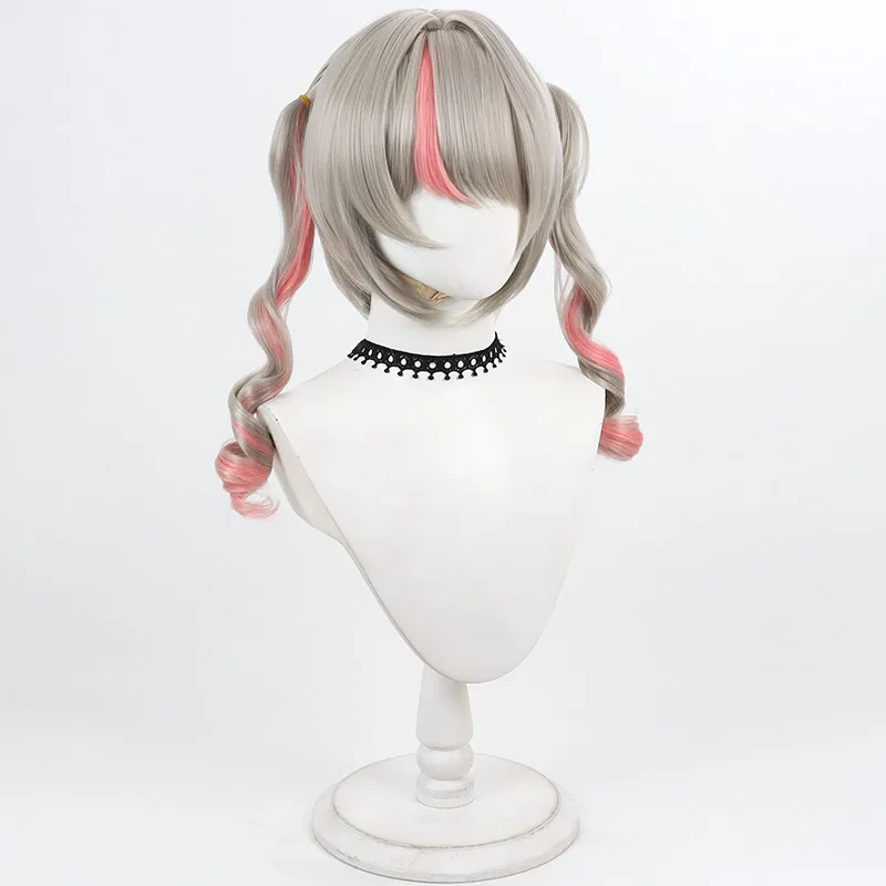 Ririmu Cosplay Wig Vtuber Linen Pink Wavy Heat Resistant Synthetic Hair Halloween Party Role Play Carnival + Free Wig Cap