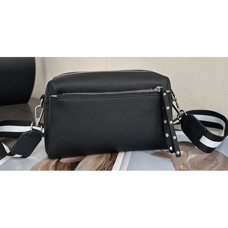 Pojemna, damska torba na ramię z prawdziwej skóry, 3 przegrody, 100% naturalnej skóry krowiej, żeńska torba crossbody kurierska, T138