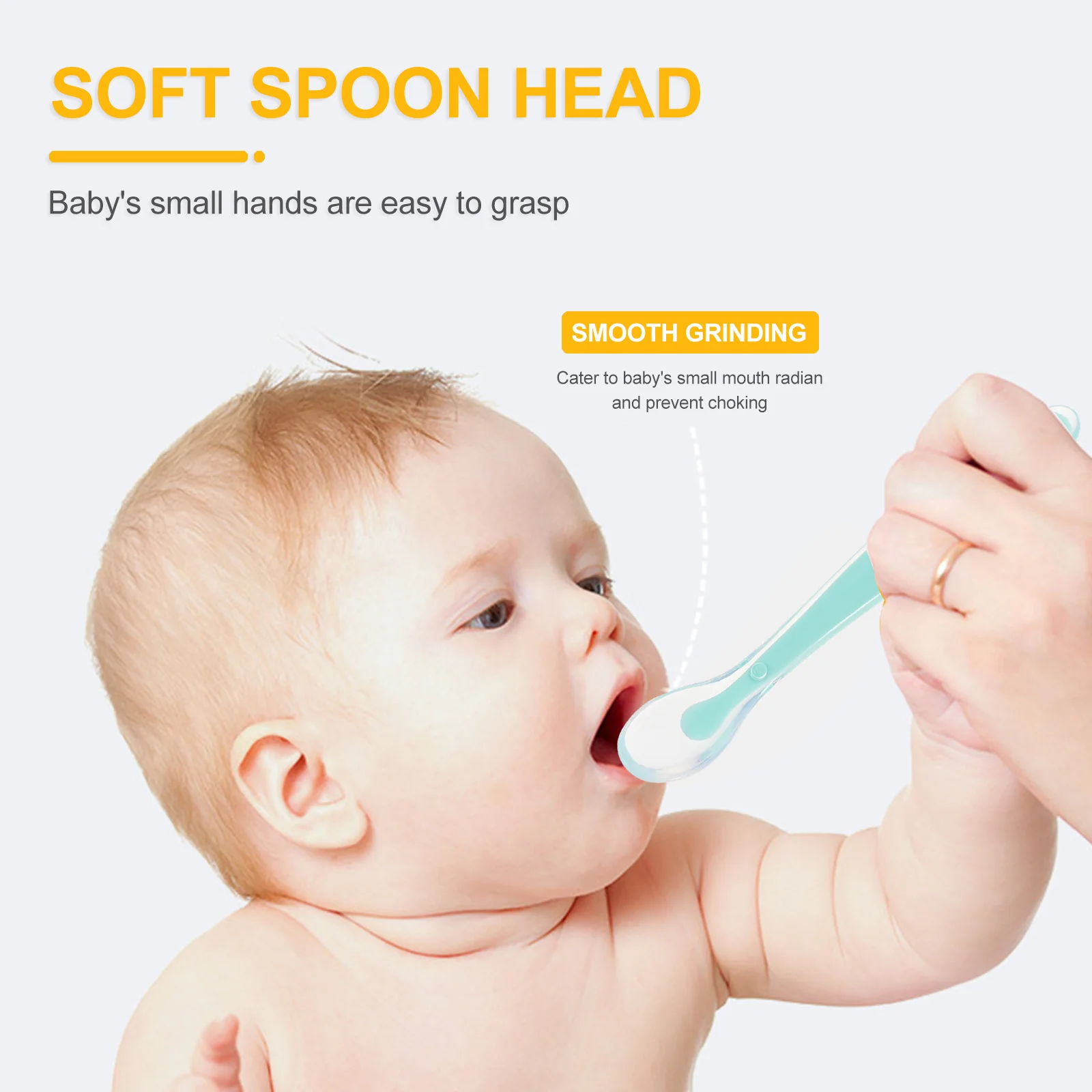 2 قطعة ملاعق تدريب الطفل حجم أواني السيليكون التغذية الذاتية حقيبة للتخزين طفل ملعقة أواني #6