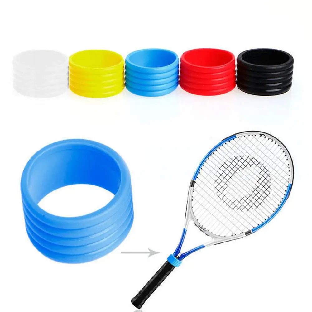 

5Pcs 2cm Silicone Tennis Racket Handle Rubber Ring Reusable Energy-saving Tennis Racquet Band Overgrips Fixed Ring