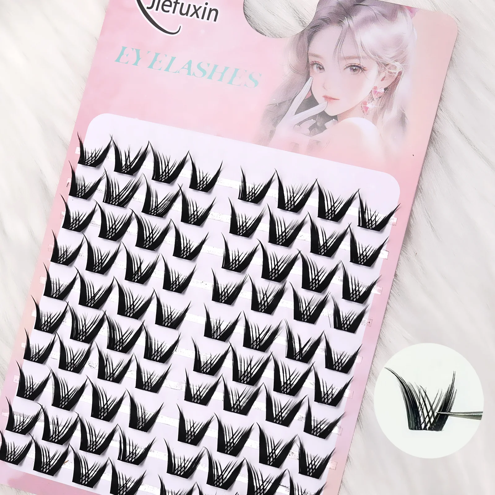 10 Rows Reusable Fluffy C Cluster Lashes Soft Individual DIY Lash Extensions Trimmable Fake Eyelashes for Daily Makeup