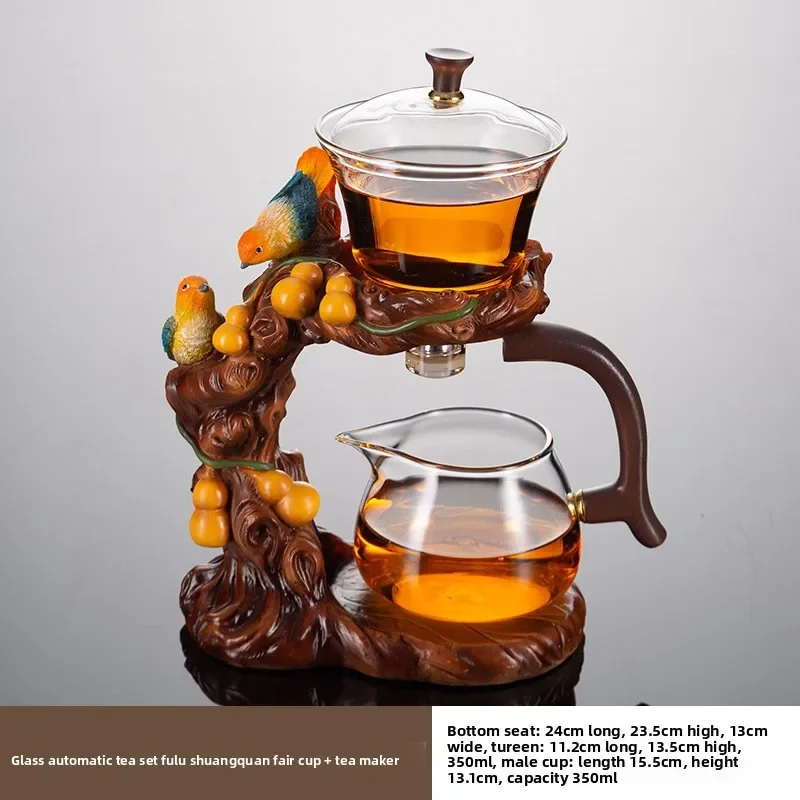 Fortune Joy Semi Automatic Teaset Glass Teapot Tea Brewer Teacup Water Separation Household Office Reception Kungfu Teaware Tea