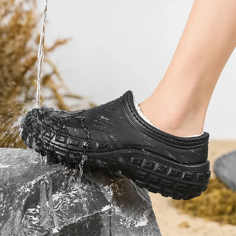 Zuecos de invierno impermeables con forro de felpa, antideslizantes, de EVA, para cocina, trabajo, jardín, térmicos, para hombre y mujer, tallas 36-45