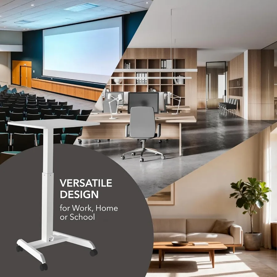 مكتب كمبيوتر محمول دوار قابل للتعديل مع عجلات للاستخدام المنزلي والمكتب والفصول الدراسية أو محطة العمل المتنقلة وعربة الكمبيوتر المدمجة #6