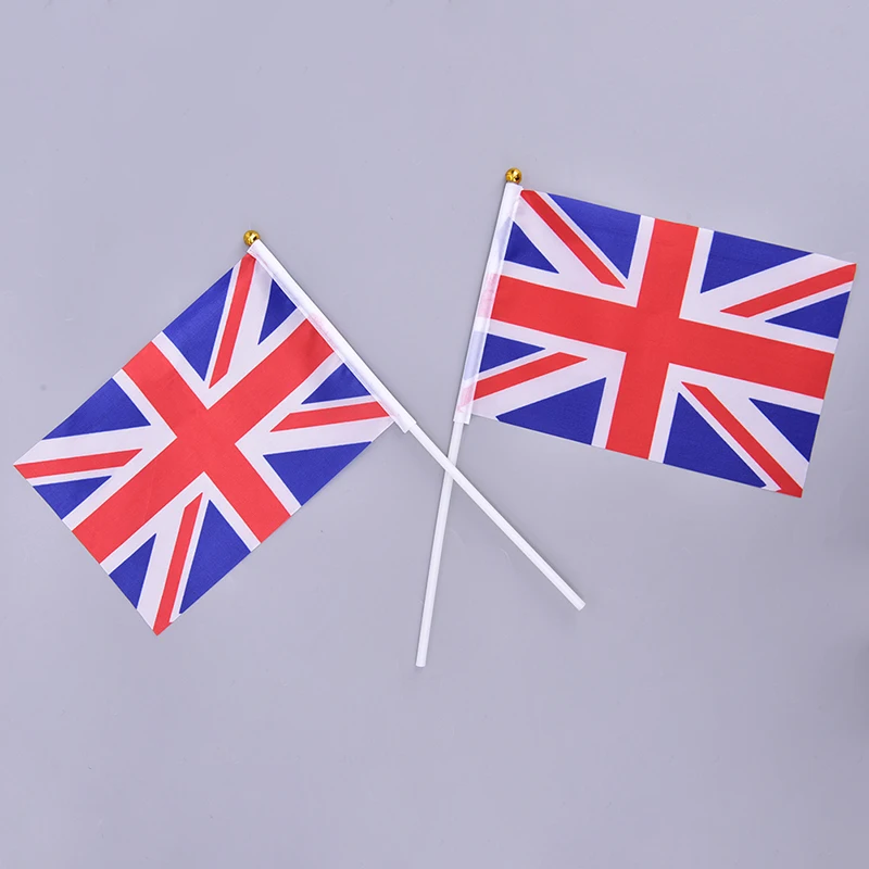 10 Stück Handgehaltene Union Jack Flagge für Partys und Feiern, Großbritannien UK Banner + Stange – Detail 3