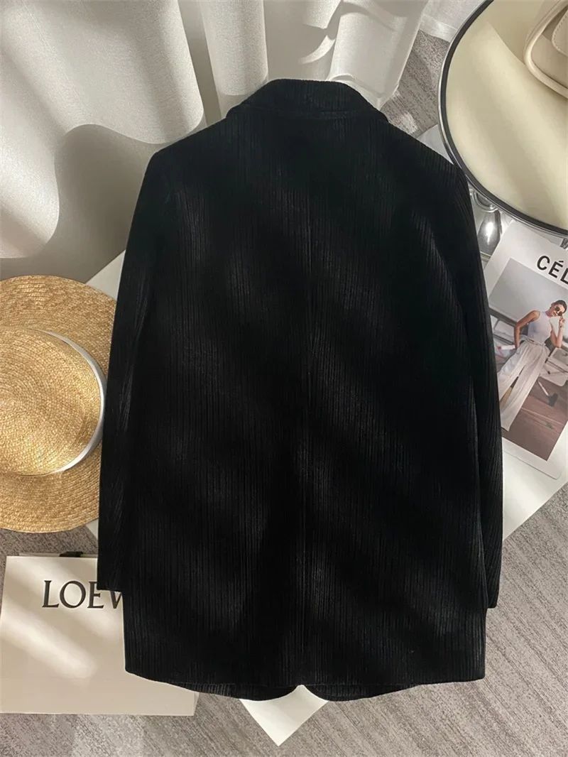 Samt Frauen Anzüge 1 Stück Blazer schwarze Jacke Winter Herbst formelle Büro Dame Business Arbeit tragen Mode Mädchen Mantel Ballkleid