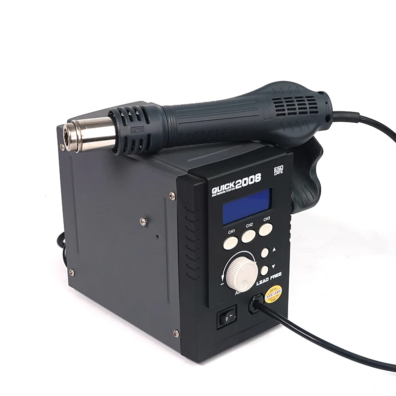 QUICK 2008 ESD Digital Display Heat Gun Welding Rework Soldering Station For Mobile Phone Mainboard BGA Maintenance