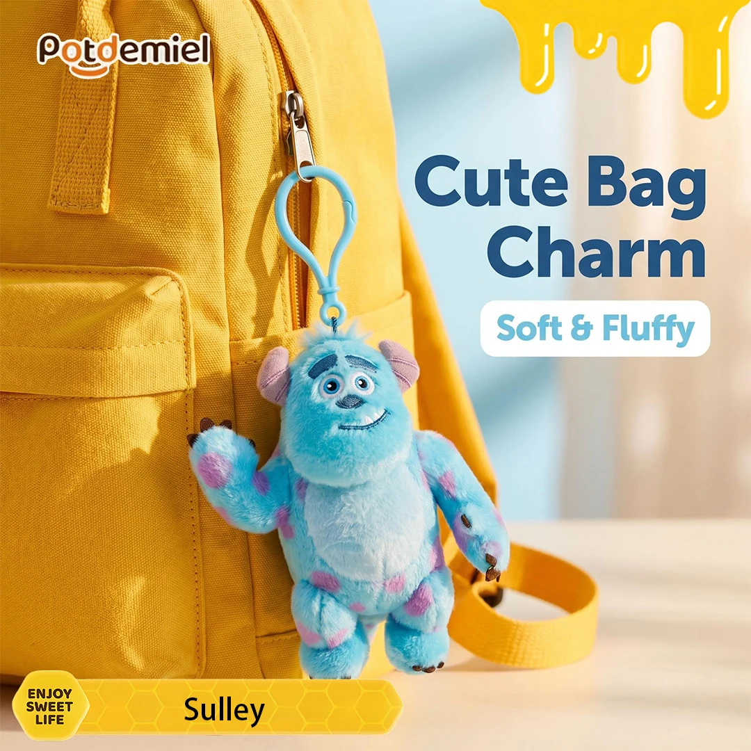 Potdemiel Disney Monsters Inc Sulley Plush Key Holder Monster Plush Doll Backpack Accessory Holiday Gift Bag Ornament Pendant