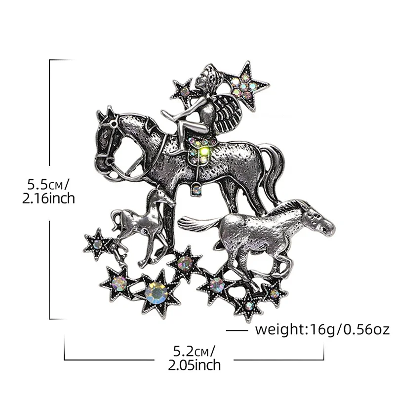 خمر الملاك ركوب الخيول دبابيس للنساء للجنسين المعادن محظوظ سنة الحصان الحيوان مكتب دبابيس بروش عادية #3