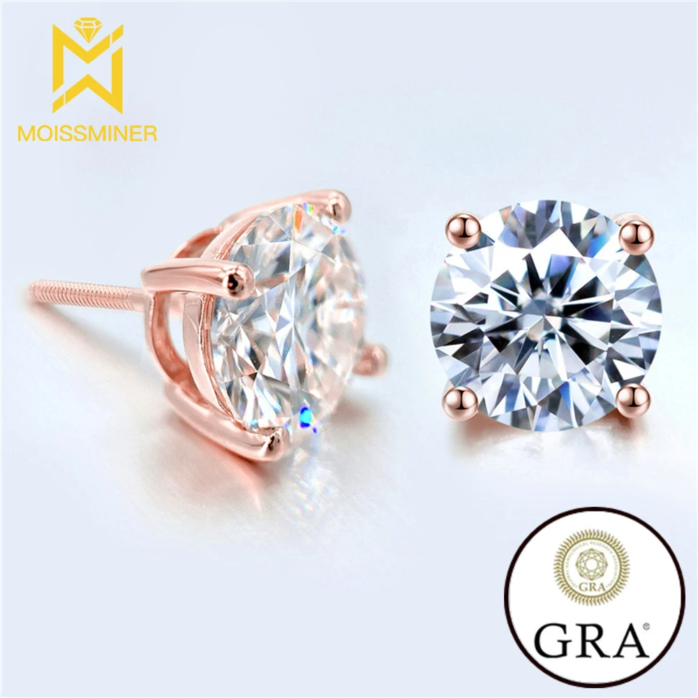 5ct Moissanite Earrings For Women S925 Silver Ear Studs Men High-End Jewelry Pass Tester Free Shipping