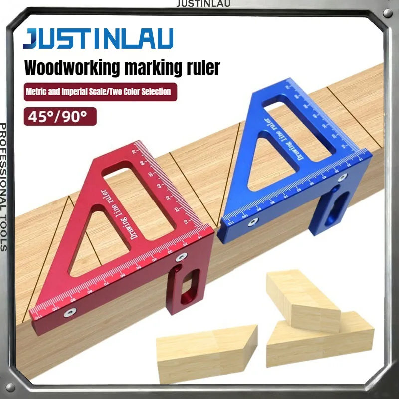 

JUSTINLAU 1PC Woodworking Marking Ruler Square Ruler Angle Ruler Triangle Ruler Marking Gauge Angle Ruler Aluminum Alloy Ruler