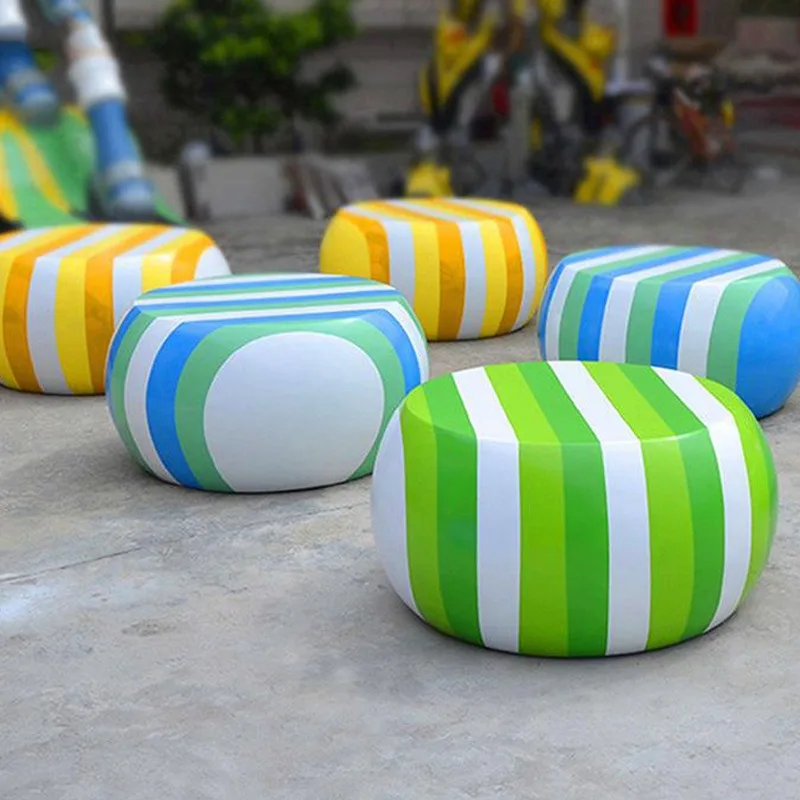 Creative FRP leisure seat, shopping mall stool, custom mushroom combination shopping mall rest area, FRP seat view 2