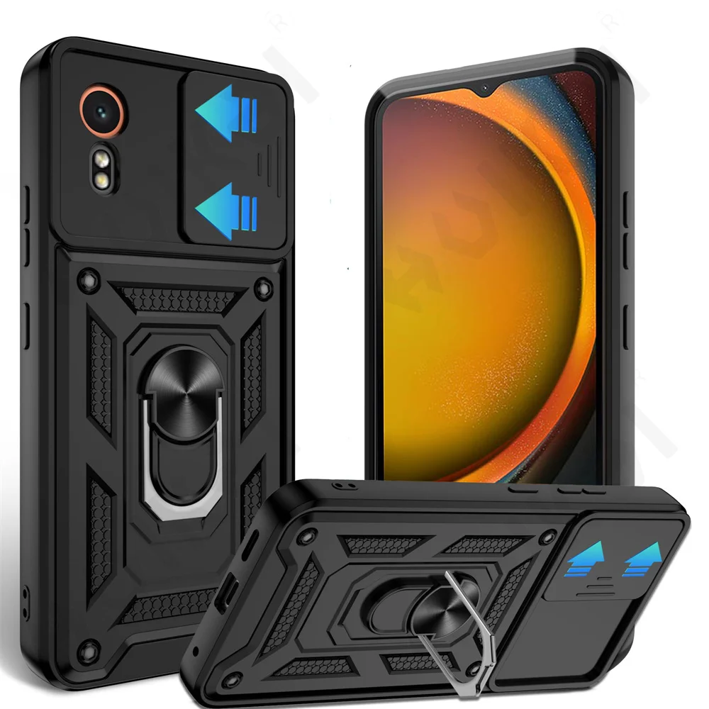 Fall Für Samsung XCover 7 Pro Für Galaxy XCover7 Kamera Objektiv Abdeckung Telefon Ring Stehen Rüstung drehen Abdeckung