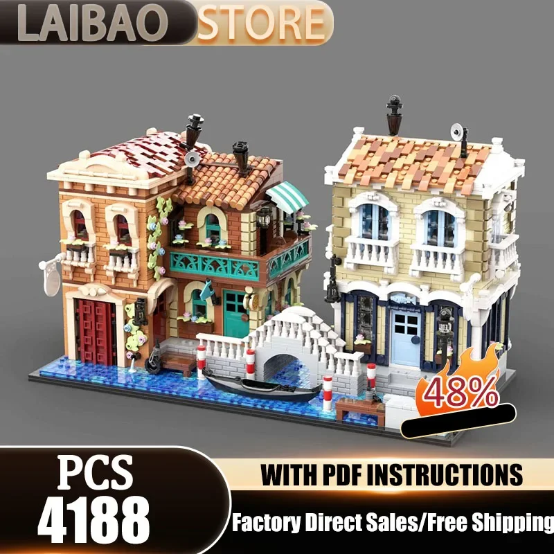 City Building Model Moc Building Blocks Little Venice Technology Bricks Christmas Assembly Street View Toys Constructrion Gifts