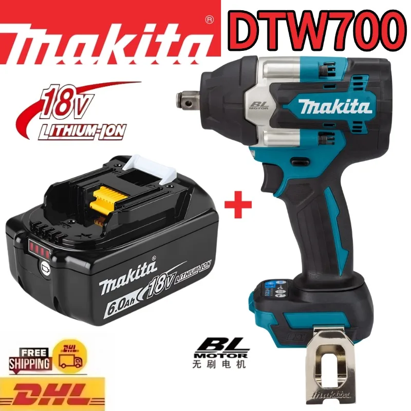 

Makita DTW700 18V LXT Brushless High Torque Impact Wrench with 6.0Ah Battery (Tool + Battery Only) for Automotive & Machinery