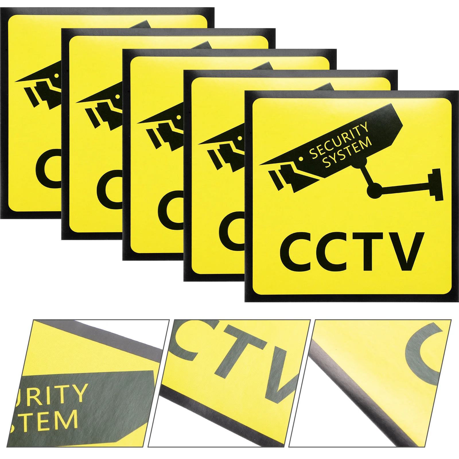 5pcs Security Camera Signs Outdoor No Trespassing Warning Stickers For Property Video Signs High-Definition Adhesive Traffic