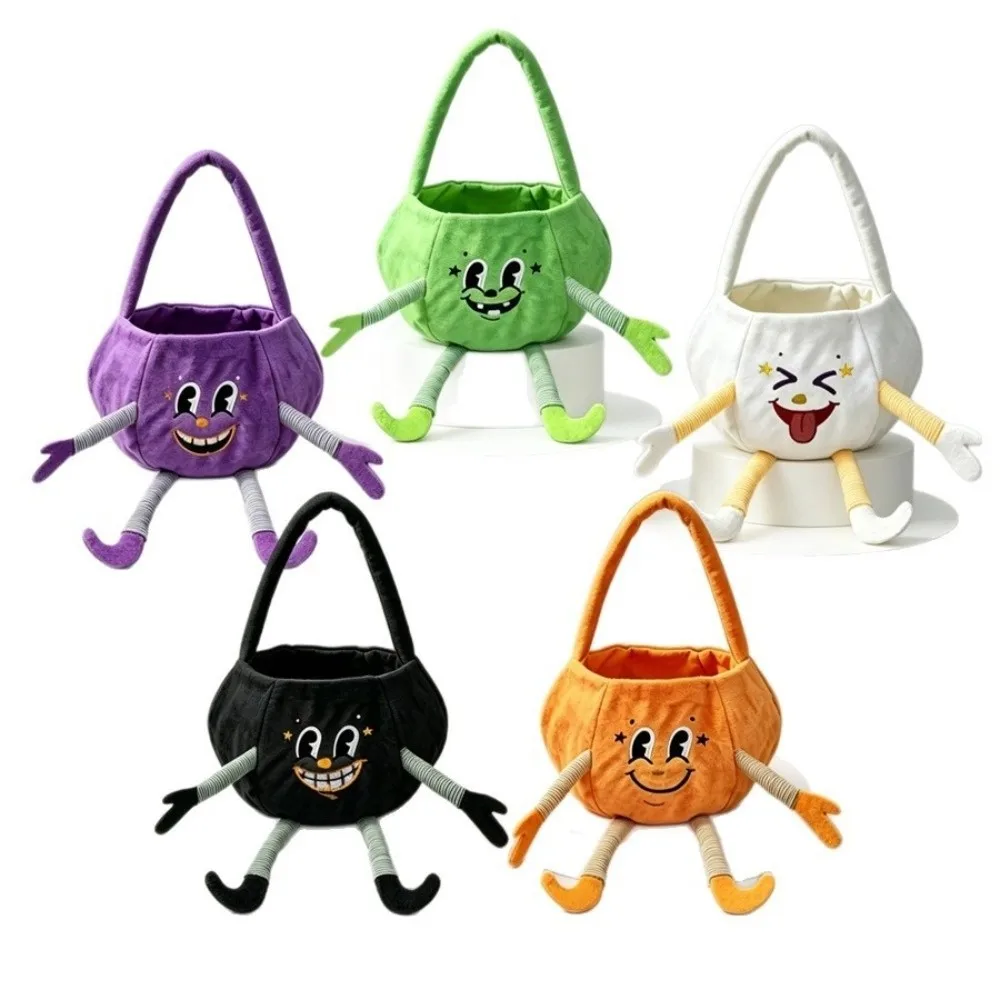 Holiday Handheld Pumpkin Bucket Open Top Ghost Bag Flexible Portable Halloween Candy Bag Dessert Making