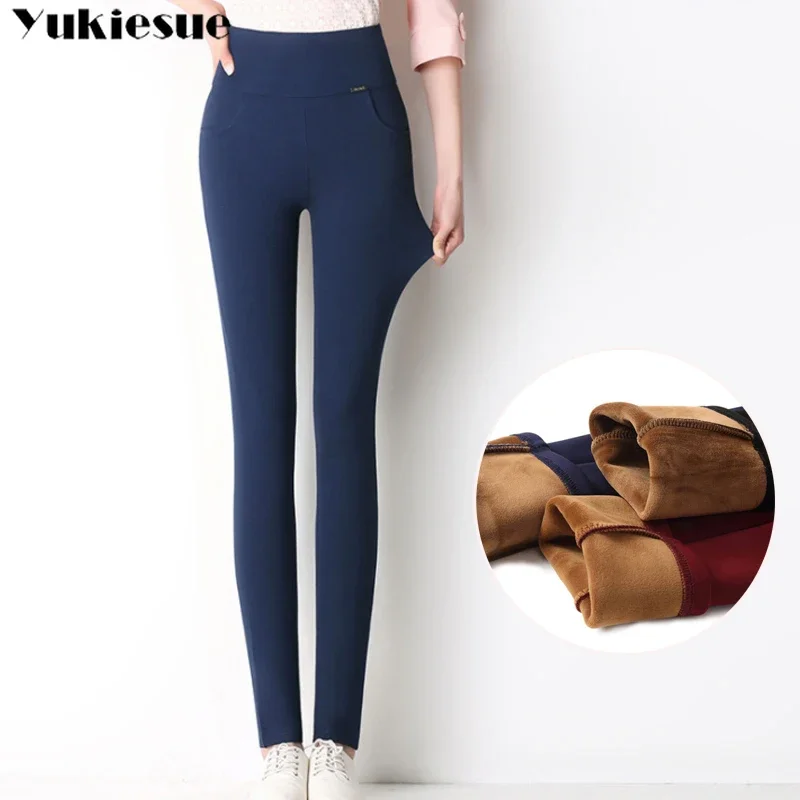 winter thick warm fleece high waist Women's Capris pencil pants for women skinny leggings woman trousers clothe S-6XL