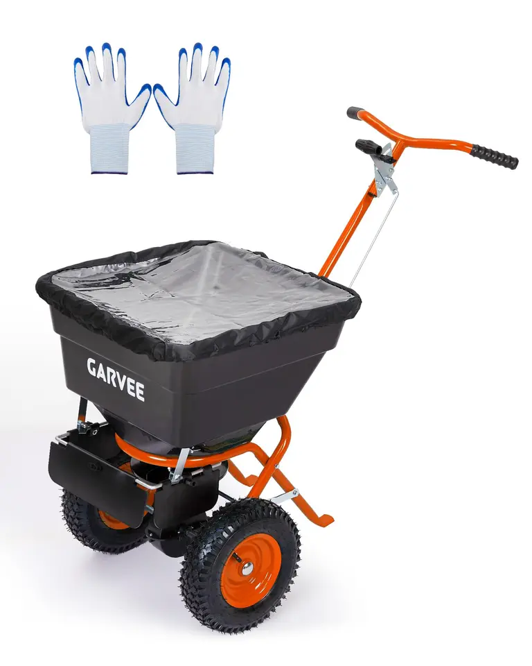 All Season Lawn Spreader 100lb Rain Cover Gloves