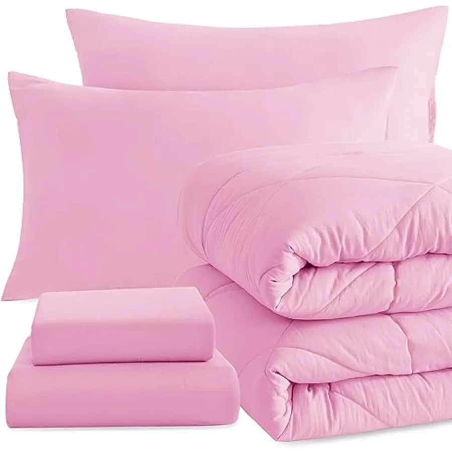 

Twin Comforter Set with Sheets, 5 Pieces Soft and Breathable Twin Bedding Set, Twin Bed in a Bag, Down Alternative Comforter Se