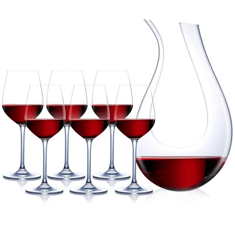 Nordic Vintage Iron Wine Rack Decoration New European Style Fashionable U Types Red Wine Decanters with 6 Glass Cup Set Gift