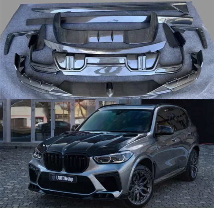 

New！ For BMW F95 X5M 2019-2023 Real Carbon Fiber Bumper Front Lip Rear Diffuser Side Skirts Spoiler Air Knife Body kit