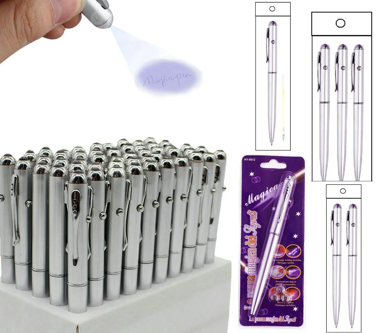 100PCS Colorless pen stock spot with words invisible hidden luminous ink disappearing supplies mysterious ballpoint pen