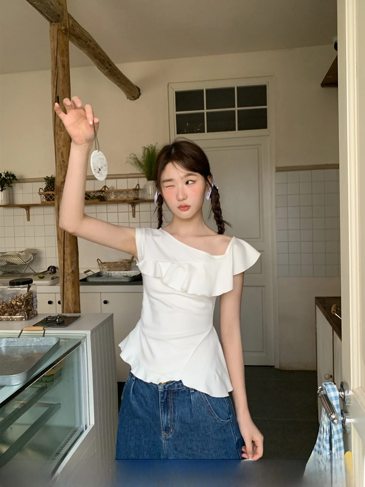 

Hello Summer New Sle Women's ort Sve T-irt oulder Angle Layering Lotus Le Ultra Beautiful Top