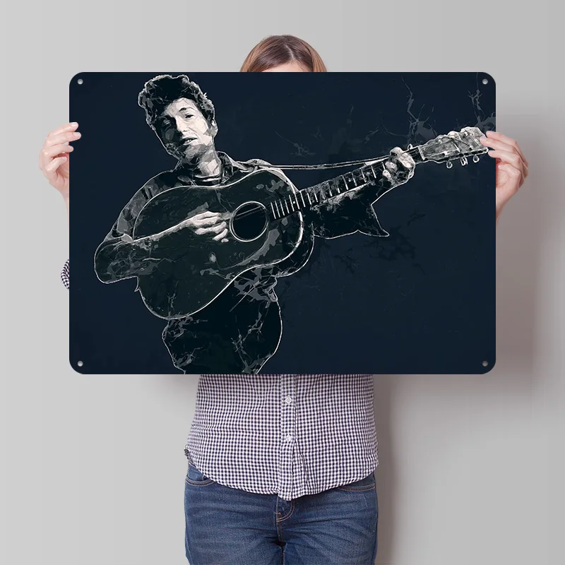 Bob Dylan Poster Retro 3D Printed Metal Signs Customized Wall Hanging Gift for Bedroom Decoration Room Decorating Interior Art