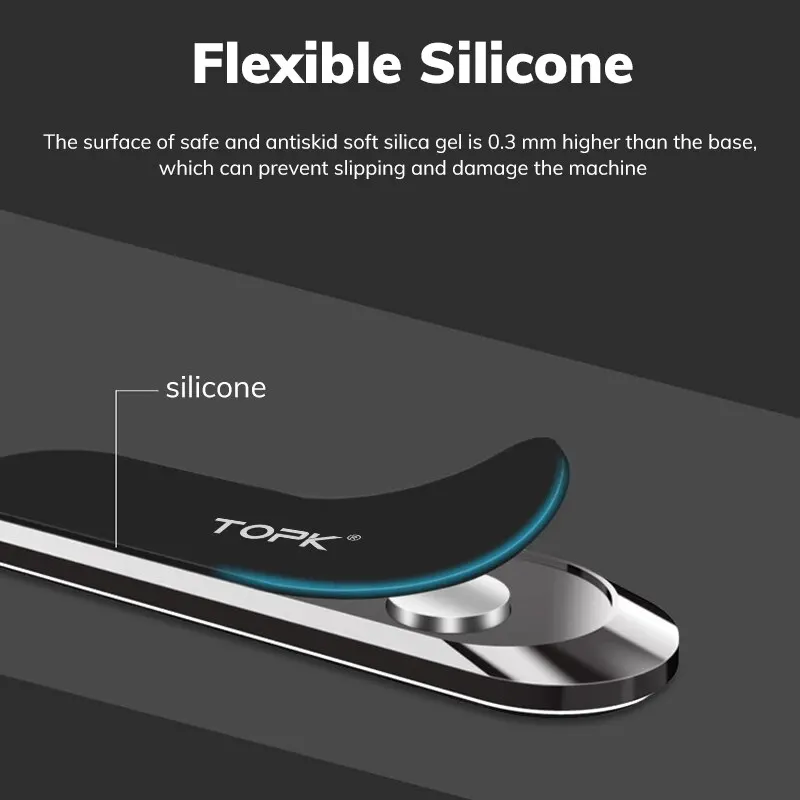 TOPK Metal Magnetic Car Phone Holder Universal Strip Shape Mobile Phone Stand Strong Magnet GPS Support Car Mount For iPhone 14 image 6