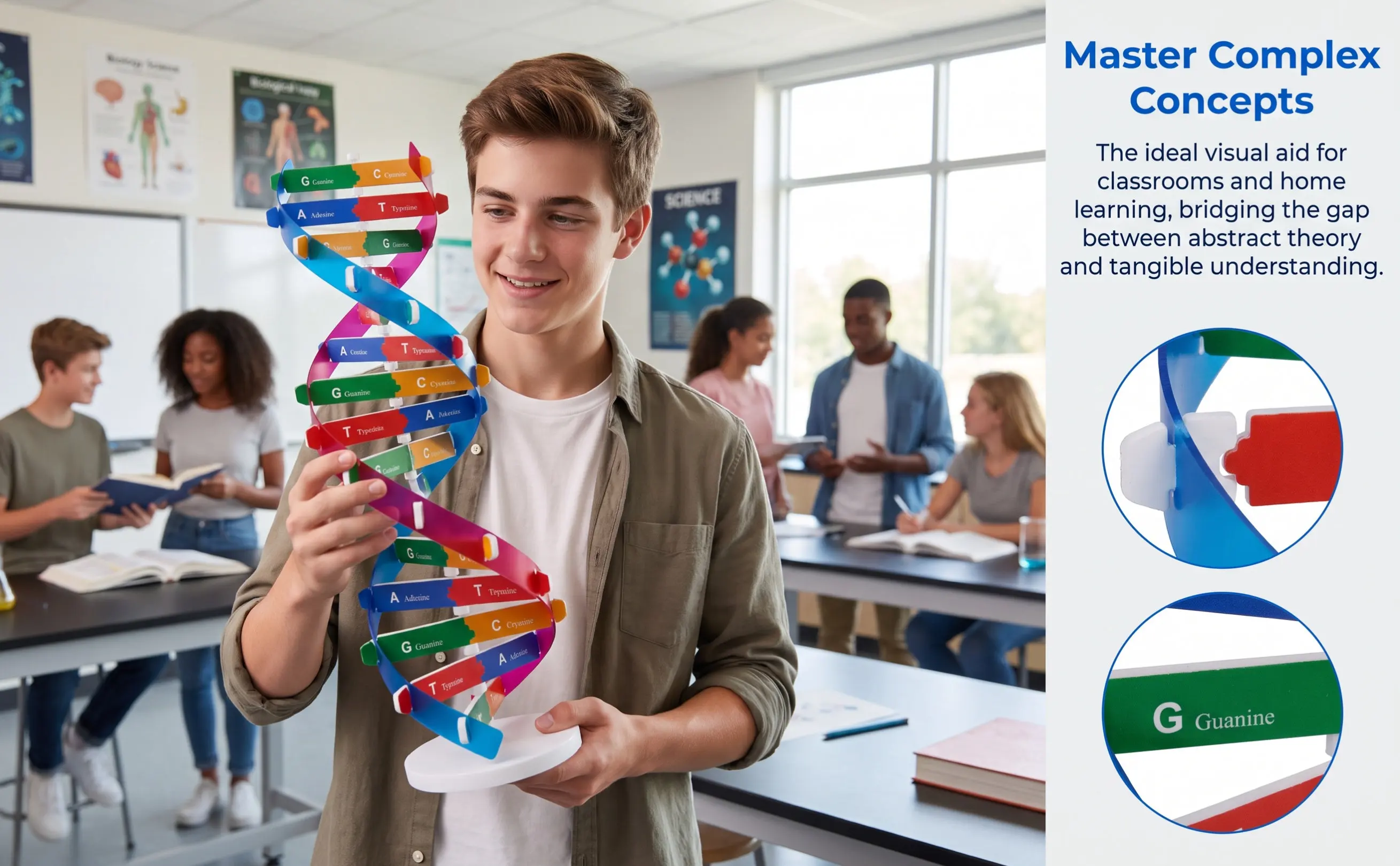2Pcs Dna Double Helix Science Teaching Instrument Biological Structure Learning Aid Classroom Educational Tool for Students