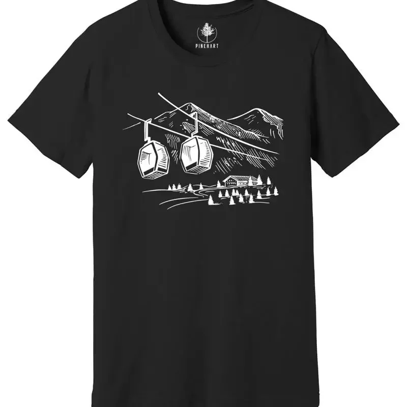 Ski T-Shirt, Ski Lift Shirt, Snowboard Shirt, Snowy Mountains Shirt, Skiing Tee