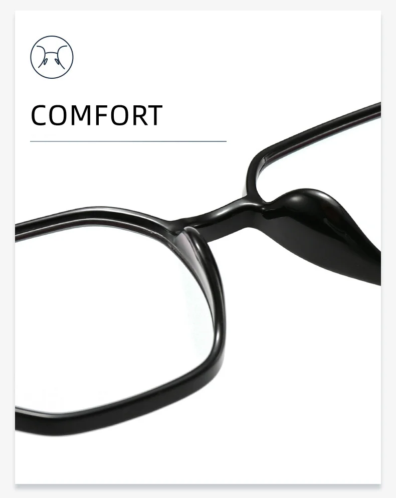 Neue TR90 Mode Große Rahmen Polygonale Brillengestell für Männer und Frauen Anti Blaues Licht Weiche und Komfort Gummi Titan Brille – Detail 4