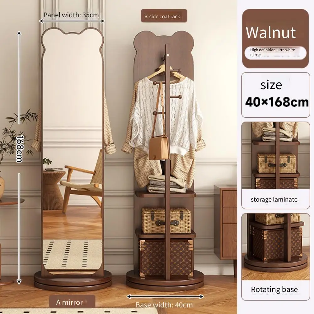 Bear rotating dressing mirror removable full-length mirror floor mirror magazine bookshelf storage fitting full-length mirror