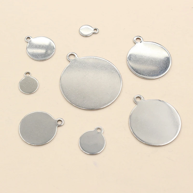 20-200pcs 6-25mm Stainless Steel Round Coin Charms Pendant DIY Jewelry Making Accessories Fingings for Necklace Bracelet