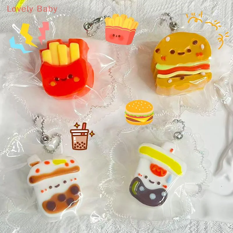 Nette Simulation Lebensmittel Französisch Frites Burger Squeeze Spielzeug Silikon Stress Relief Spielzeug Spaß Dekompression Langsam Rebound Spielzeug Schlüsselring Geschenk