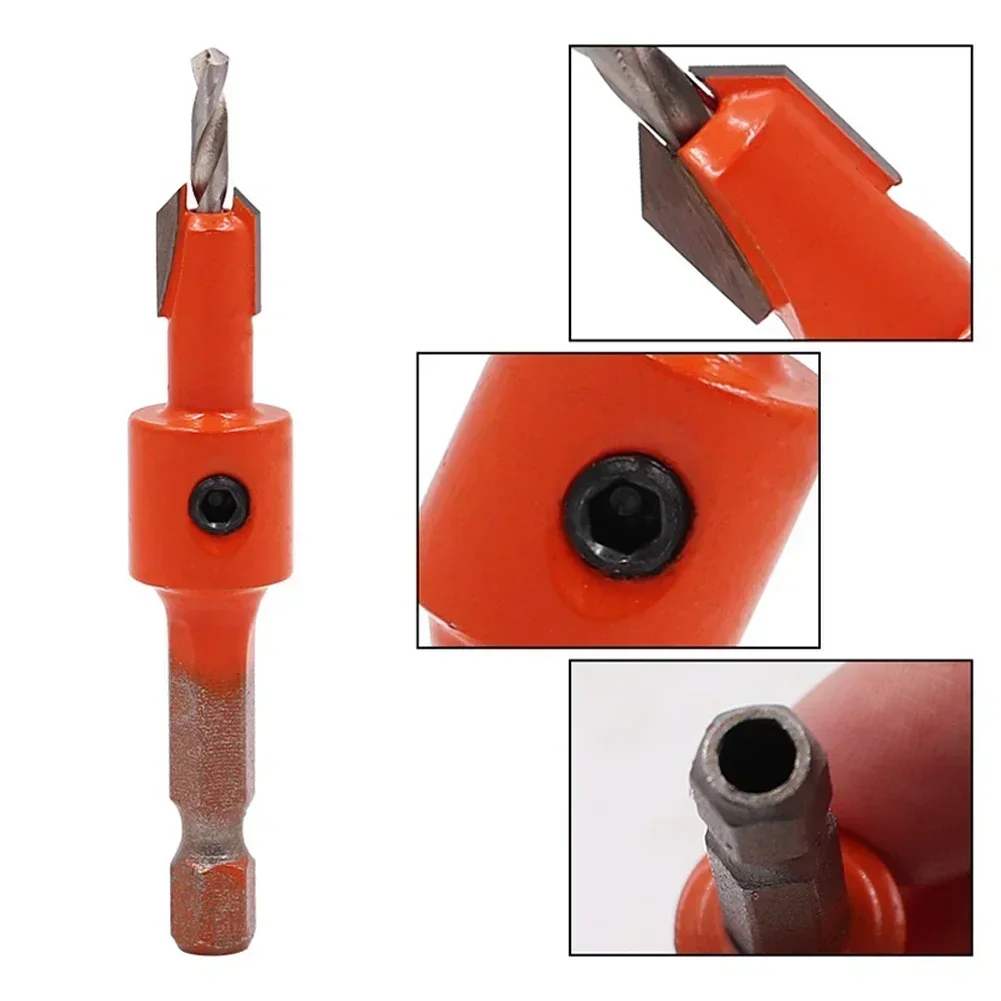 Mata bor Countersink, 1 buah mata bor pengerjaan kayu Hex Shank Countersink, mata bor langkah mata bor, pembuka lubang, pemotong penggilingan