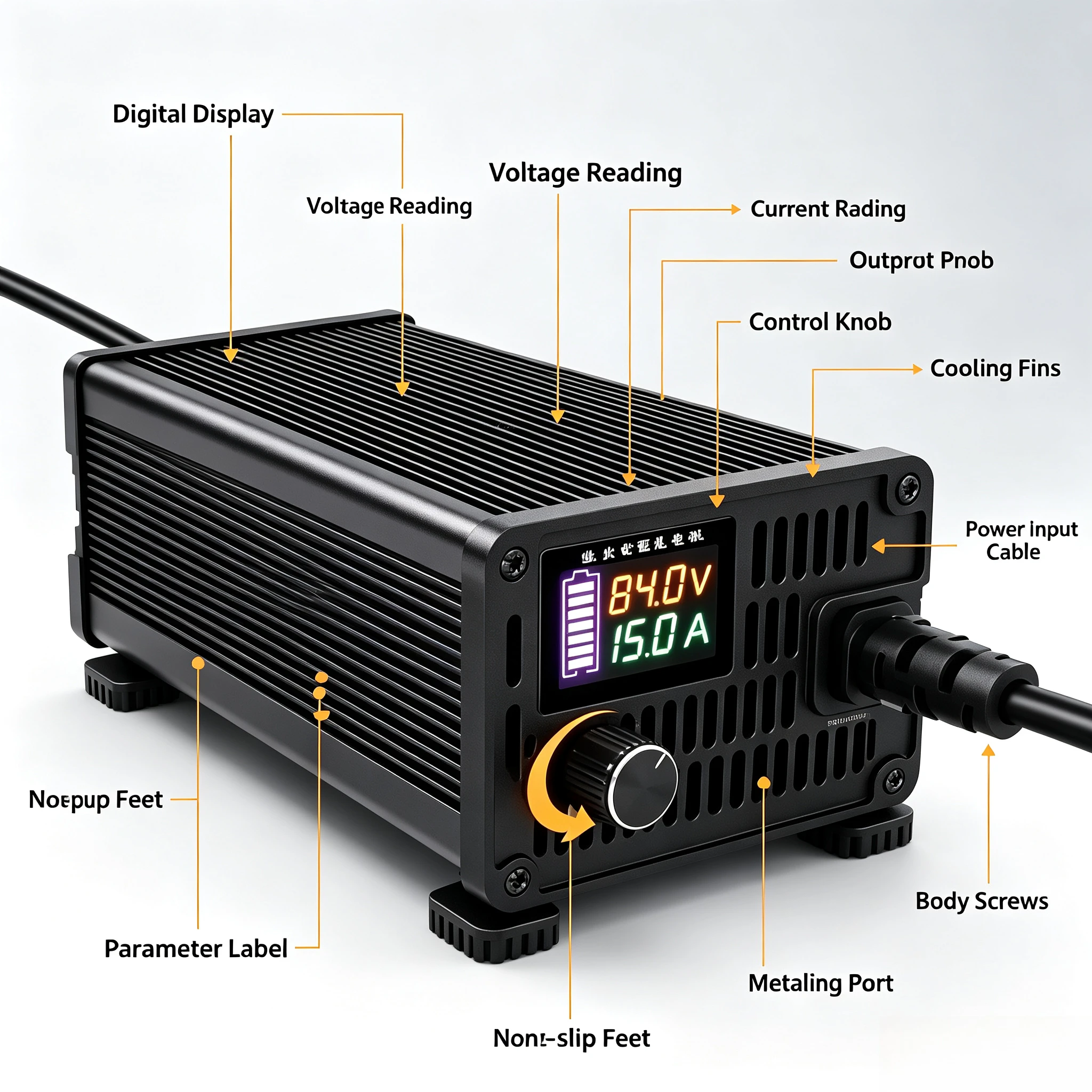 New Adjustable Current Digital Display Lithium Battery Charger, 48V 60V 72V 1A‑20A Variable Current Fast Charger for Lithium
