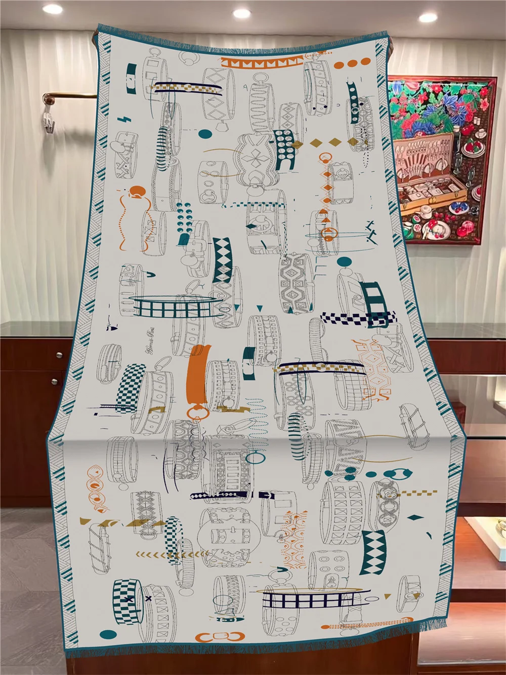 POBING 30 % Seide, 70 % Kaschmir-Schal für Damen, doppelt bedruckt, lange Schals, Wickel, Quaste, Bandana, große Hijabs, weibliche Foulards, 180 cm x 70 cm – Detail 7