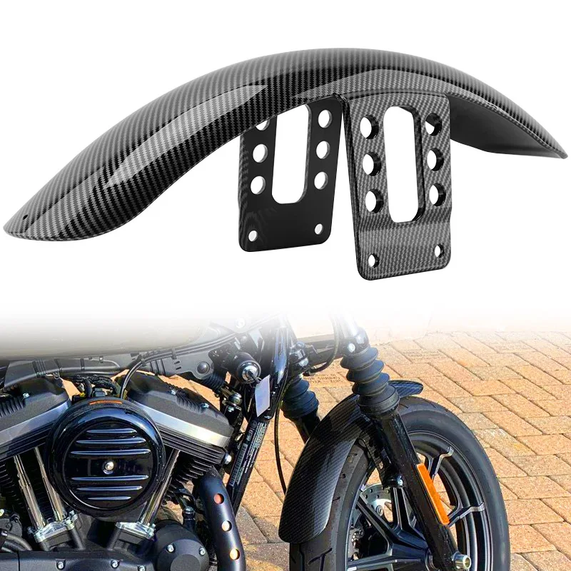 

Carbon Fiber 19” Motorcycle Front Fender Guard Wheel Mudguard Accessories For Harley Sportster XL 883 XL1200 48 72 1988-up