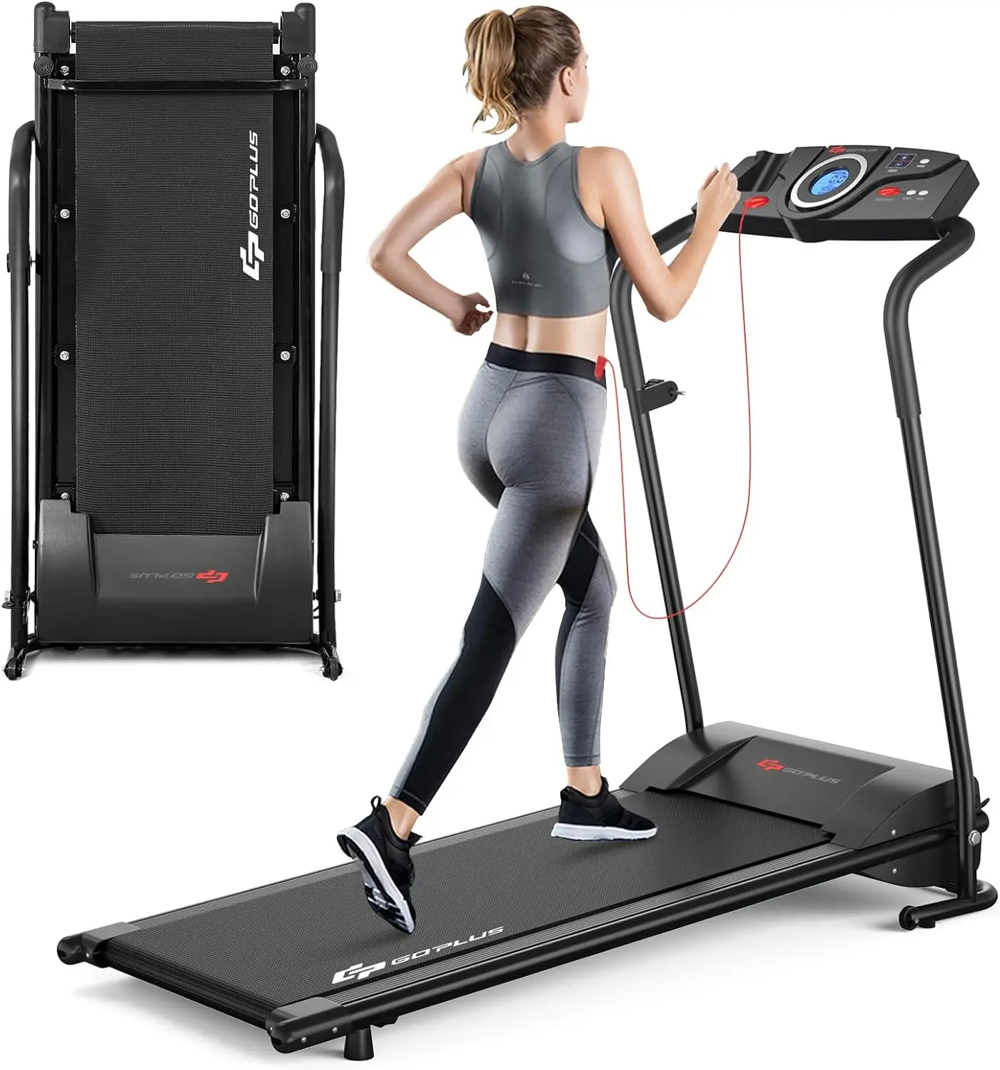 

Compact Folding Treadmill for Home, Electric Walking Running Machine, Low Noise, Built-in 2 Workout Modes and 12 Programs