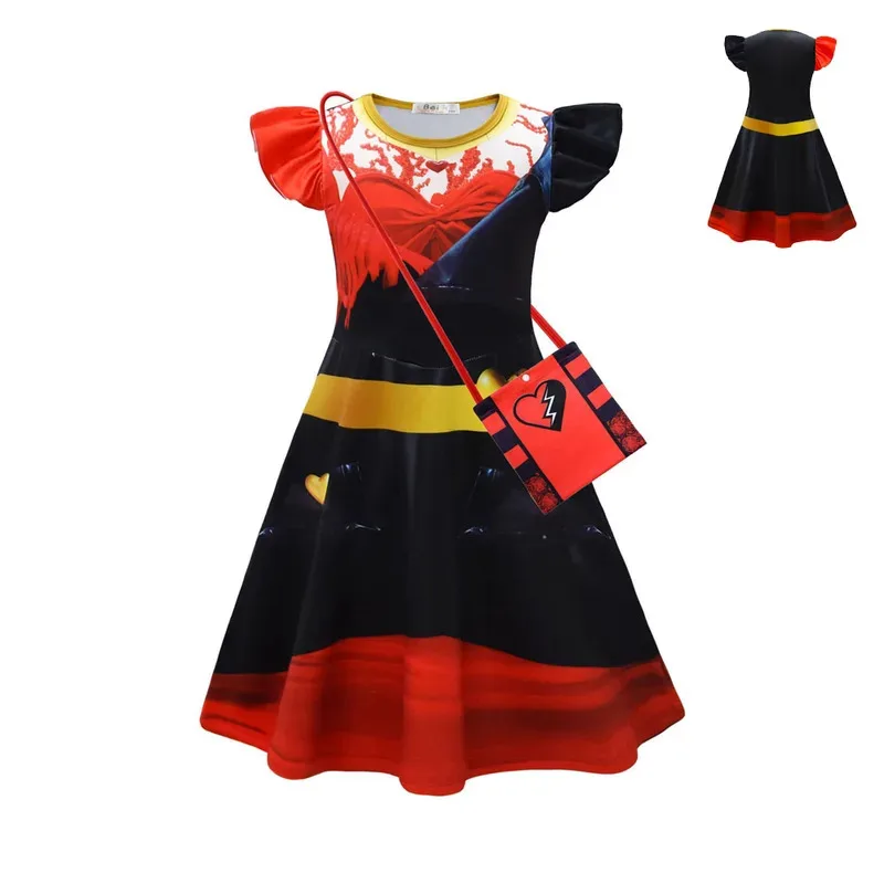 

Descendantsing Cosplay Costume 7-10Year Kids Dress Halloween Queen of Hearts Birthday Party Dress Children's Performance Costume