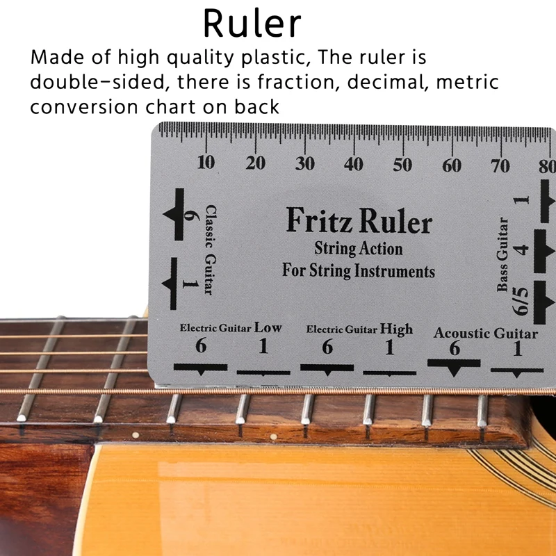 Guitar Neck Notched Straight Edge Luthiers Tool with String Action Ruler Gauge for 24.75 Inch and 25.5 Inch Electric Guitars