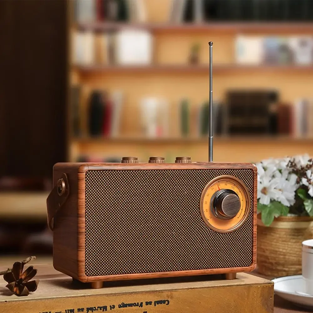 AS23 Creative Radio Speakers Retro Wooden Bluetooth Speaker for Outdoor Travel Camping Home Decorative  Support U Disk Tf Card