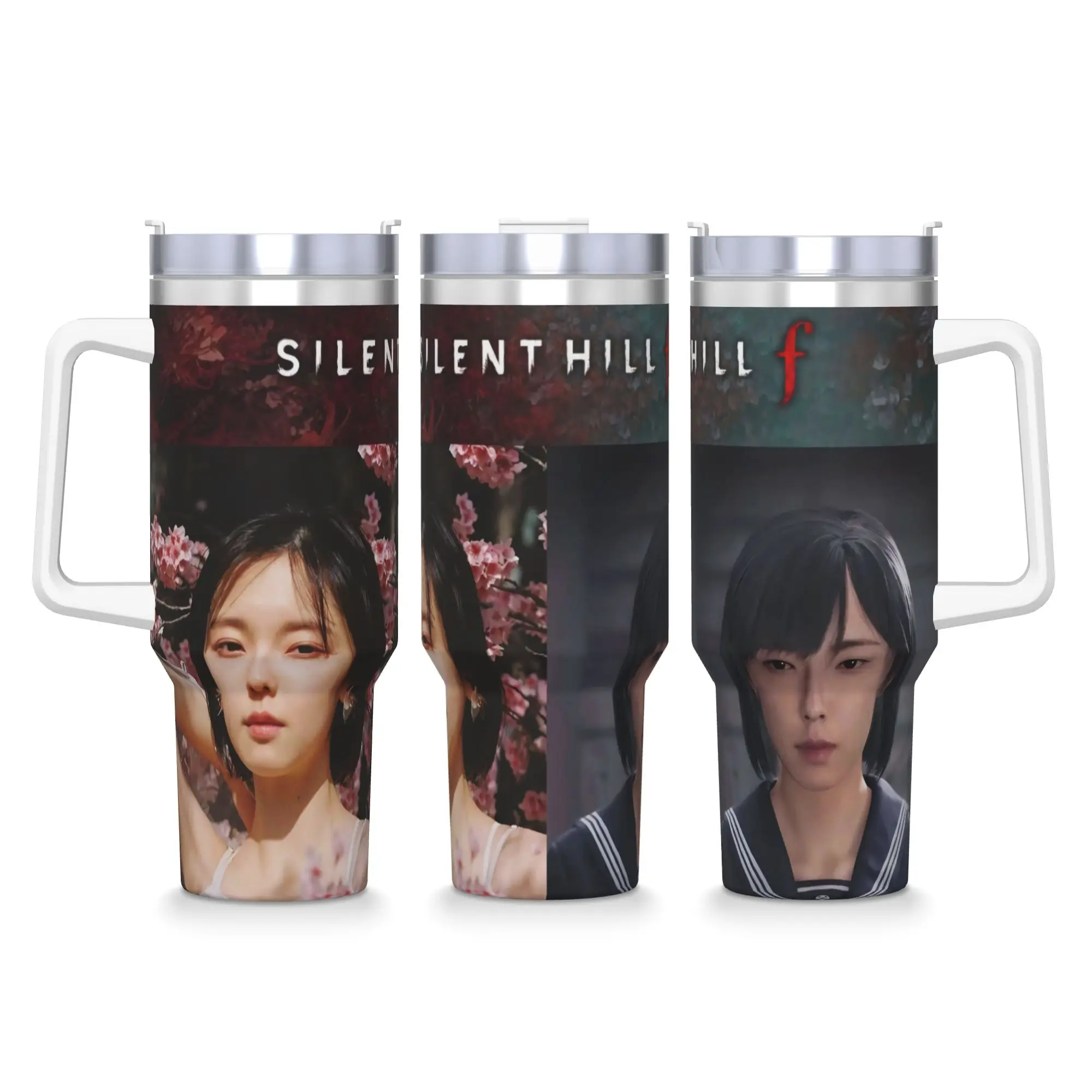 بهلوان من الفولاذ المقاوم للصدأ Shimizu Hinako Silent Hill F أكواب كوب مع القش المسافر المشروبات الساخنة زجاجة ماء إبقاء كوب الحرارة