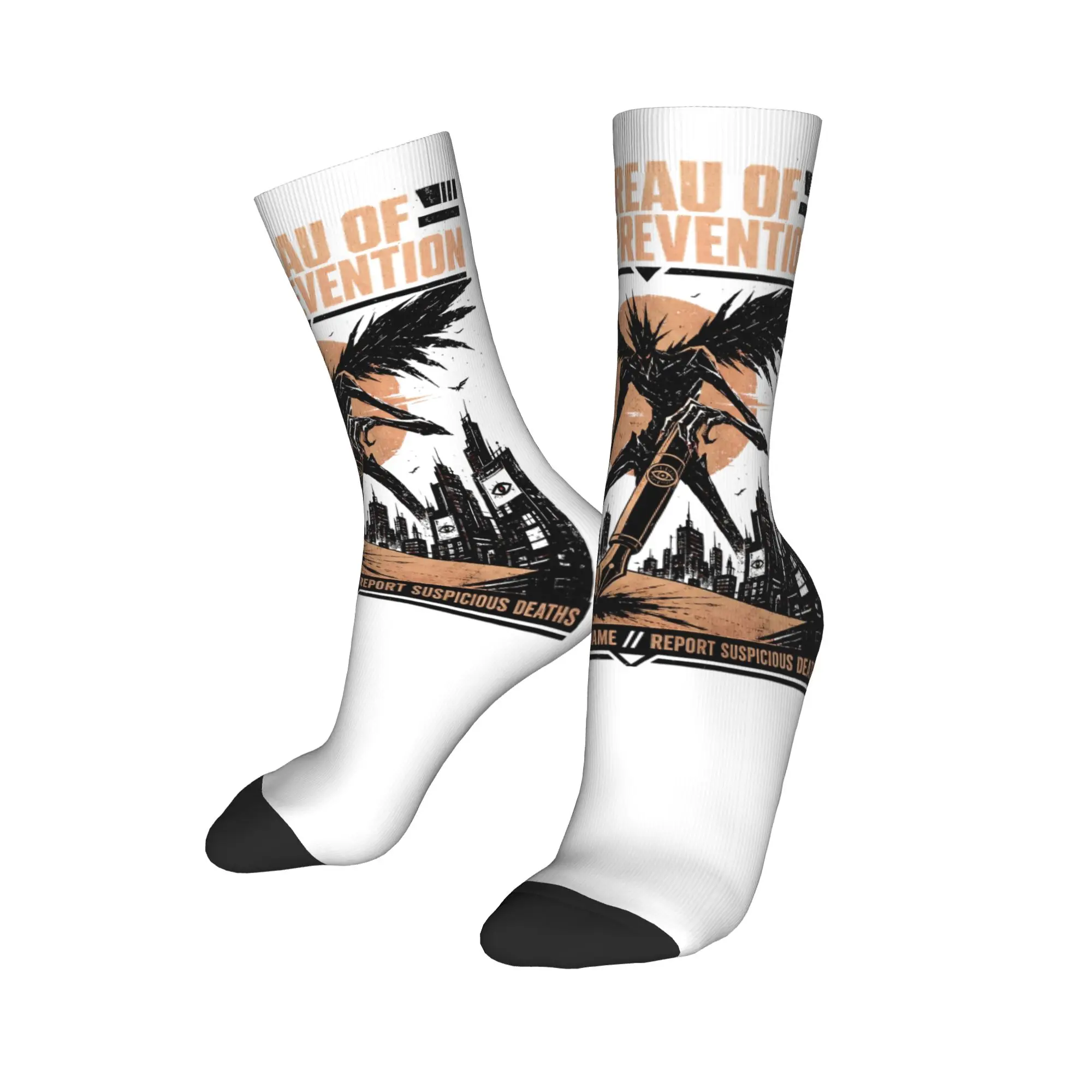 Autumn Winter Casual Men's Women's Bureau of Kira Prevention Poster Death Note Socks Sweat Absorbing Football Socks
