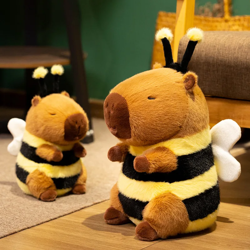 Cute Bee Capybara Plush Toys Creative Simulation Bee Capybara Plush Dolls Soft Stuffed Animal Toy Kid Birthday Gifts Room Decor