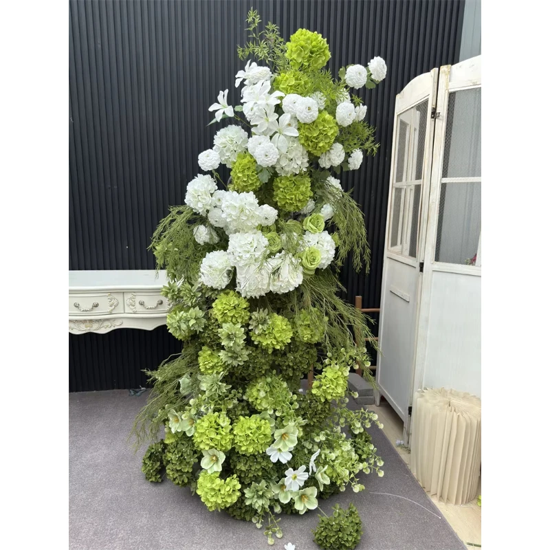 Artificial Green Arch Flowers Rustic Style Wedding Background Decor High Aisle Arrangement