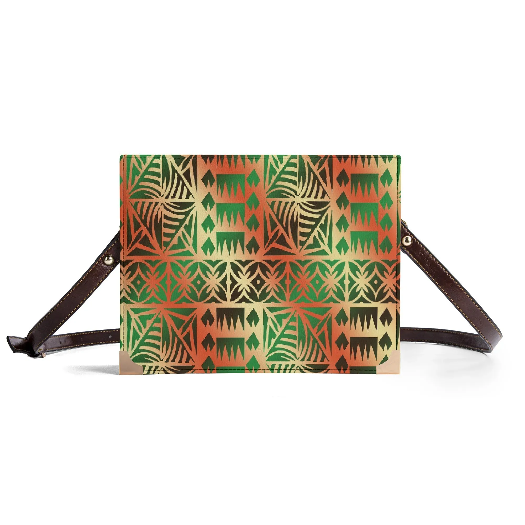 Bedruckte quadratische Umhängetasche im polynesischen Stil, Clutch mit großem Fassungsvermögen, anpassbare neue Umhängetasche und Handtasche